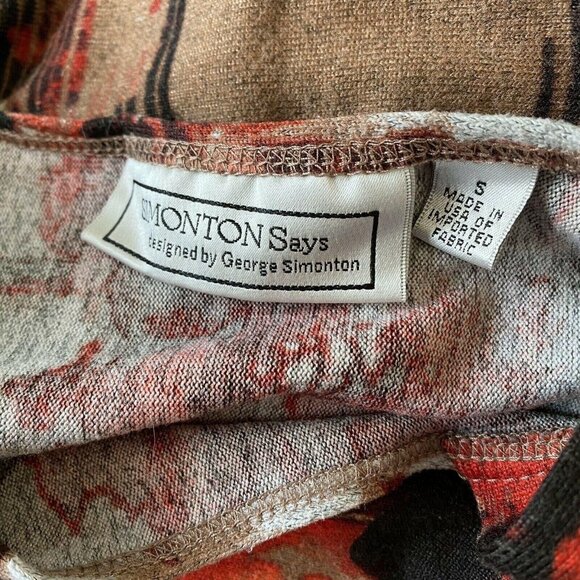 Simonton Says Small Women's Sweater Floral brown  Red Stretch Long Sleeve Shirt - Picture 4 of 8
